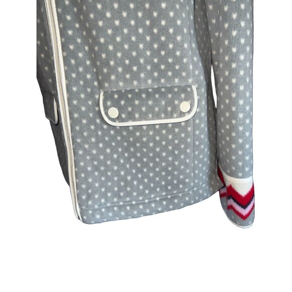 Talbots Womens Fleece Jacket Medium Zigzag Pattern Red & Gray - Picture 5 of 8